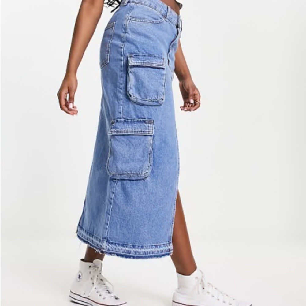Bershka Denim Cargo Skirt